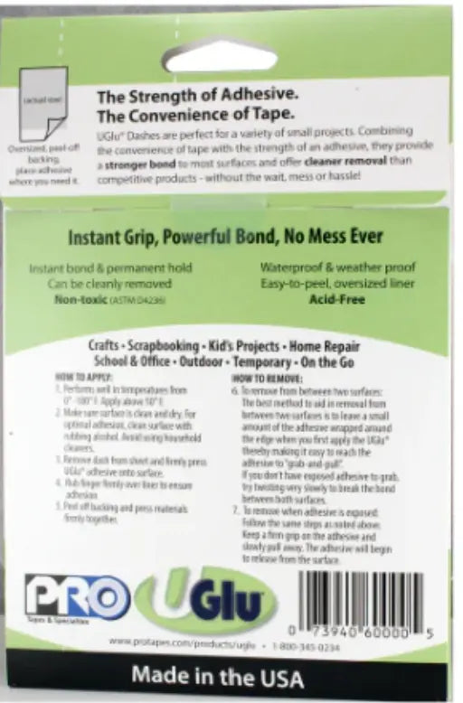 UGlu Dashes - Adhesive Square 160 (dashes) 1/2 in x 5/8 in each – A. L