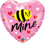 18" Heart Bee Mine Hearts Foil Balloon