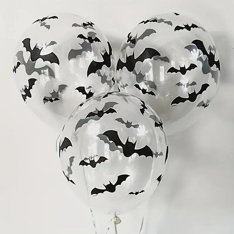 11" Halloween Bat Print Clear Balloons-10Pc