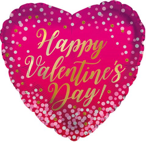 9" Airfill Only Happy Valentine's Day Glitter Dots Foil Balloon