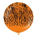 Kalisan 24" Safari Tiger Printed Orange (Black) Latex Balloon, 1 piece