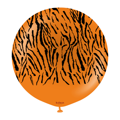 Kalisan 24" Safari Tiger Printed Orange (Black) Latex Balloon, 1 piece