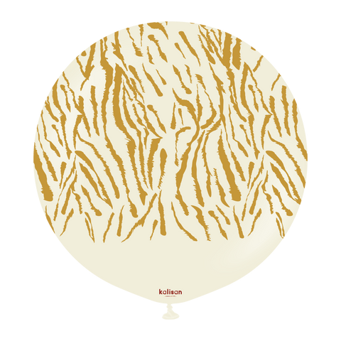 Kalisan 24" Safari Tiger Printed White Sand (Gold) Latex Balloon, 1 piece