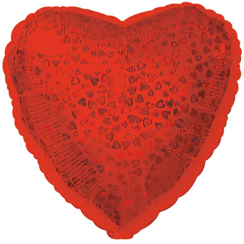 9" Airfill Only Red Heart Pattern Dazzle Balloon