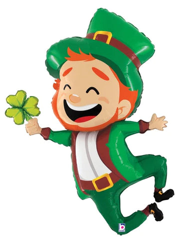 39" Foil Shape Jumping Leprechaun Foil Balloon