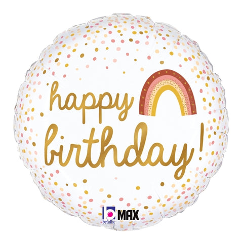 18" MAX Float Boho Happy Birthday Foil Balloon
