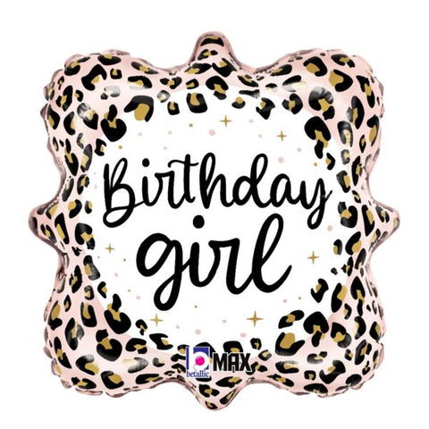 18" Satin Leopard Birthday Girl Foil Balloon