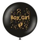 Kalisan 36" Girl Boy question marks/foot Black PrintedGold Latex Balloon, 1 piece