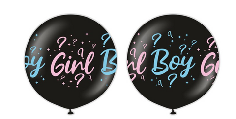 Kalisan 36" Girl Boy Question Mark Black Printed Blue/Pink Latex Balloon, 1 piece