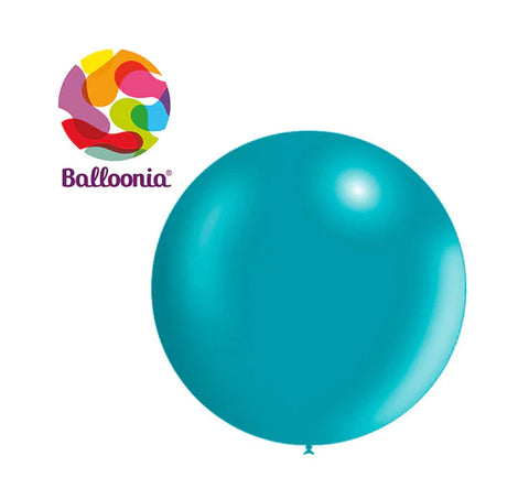 Balloonia 2FT Balloon Metallic Latex Turquoise 5CT