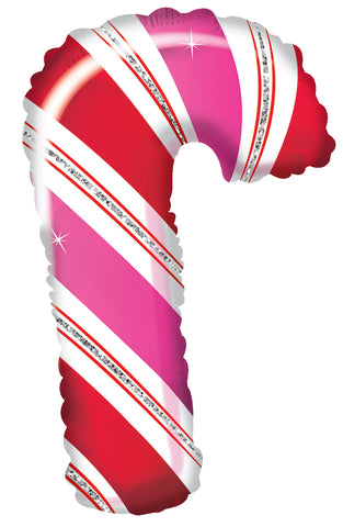 12" Airfill Only Pink & Red Candy Cane Foil Balloon