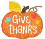 25" Jumbo Satin Give Thanks Pumpkin Foil Balloon