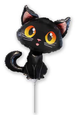 14" Airfill Only Black Cat Foil Balloon