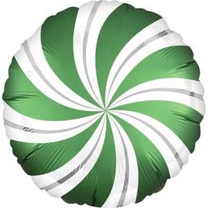 18" EMERALD CANDY SWIRLS SATIN, PACKAGED