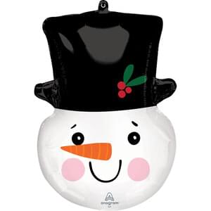 23" SMILEY SNOWMAN HEAD SUPER SHAPE, PACKAGED