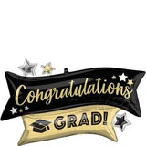 38" x 23" CONGRATULATIONS GRAD GOLD & BLACK SUPER SHAPE-Anagram