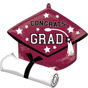 25" Congrats Grad Cap and Diploma, Berry A. L. Party Balloons