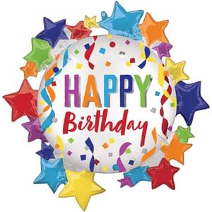 30" SATIN HAPPY BIRTHDAY STAR SUPER SHAPE