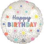 18" DAISIES HAPPY BIRTHDAY SATIN