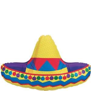 34" Sombrero, Fiesta Foil Balloon, Packaged - A. L. Party Balloons
