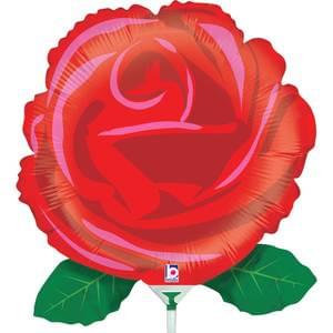 14" Airfill Only Mini Air Shape Single Red Rose Balloon