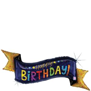 51" NAVY BIRTHDAY BANNER HOLOGRAPHIC