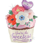 20" Floral Mom Cupcake Glitter Holographic