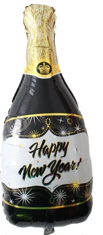 36" Happy New year, Champagne Bottle/Wine, (Black & White)