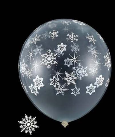 12" Snowflake Balloons Winter Clear Latex.