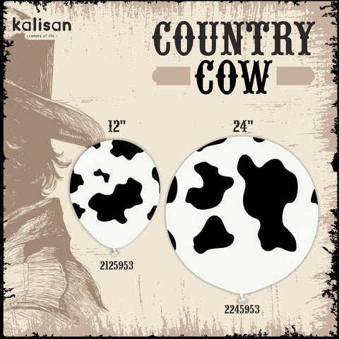 Kalisan 24" Safari Country Cow Printed Latex Balloon White, 1 pieces