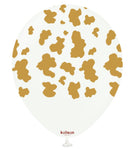 Kalisan 12" Latex Safari Cow Printed Balloons, Color White (Gold), 25 pieces - A. L. Party Balloons