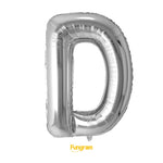 40in Foil Letter Balloons Silver, from A to Z Single Pack