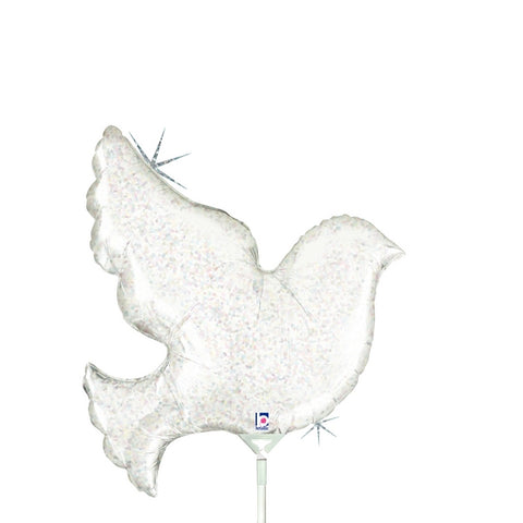 14" Airfill Only Holographic Shape Pearl White Dove Balloon