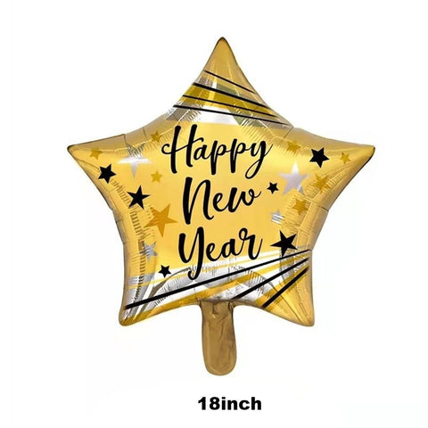 18" Happy New Year Star Gold-Flat - A. L. Party Balloons