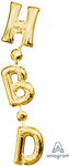 7" Airfill Only Phrase "Happy Birthday" Gold Vertical Balloon