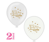 Kalisan Happy Birthday White/Transparent Gold Printed Latex Balloon, 25 pieces Kalisan