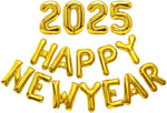 16" Happy New Year Balloons 2025(Black, Gold or Silver)