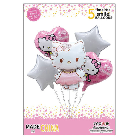 Hello Kitty "Feliz Cumpleaños" White Balloon Kit 5pcs - A. L. Party Balloons