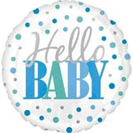 18" HELLO BABY DOTS BLUE