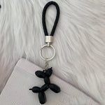 Leather Strap Balloon Dog Keychain