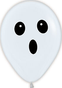 Sempertex 11" Ghost Face 50/pk, Fashion White. Ghost Print