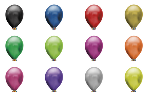 Globos Payaso 12in Balloon Metallic Assorted 50ct