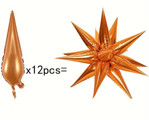 40"  Orange Big  Explosion Star balloons, Foil Balloon, 12pcs