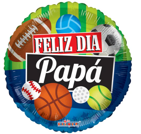 18" Feliz Día Papá Deportes Foil Balloon (Spanish)