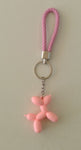 Leather Strap Balloon Dog Keychain
