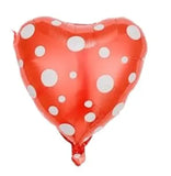 18" Heart Balloon Red and White with Polka-dots- Choose your color