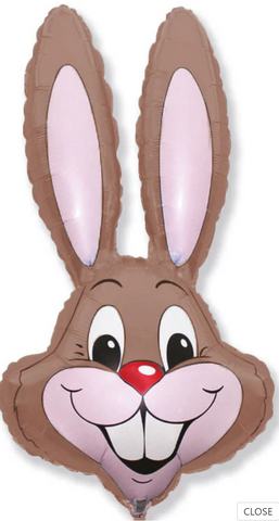 35" Bunny Rabbit Head Brown Foil Balloon