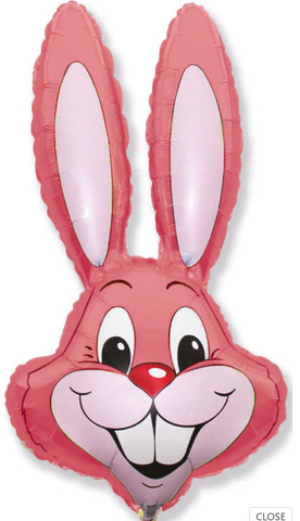 35" Bunny Rabbit Head Pastel Red Foil Balloon