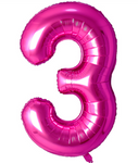 40" (inch) Fuchsia Rose, Number from 0 to 9, Foil Balloon