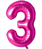 40" (inch) Fuchsia Rose, Number from 0 to 9, Foil Balloon